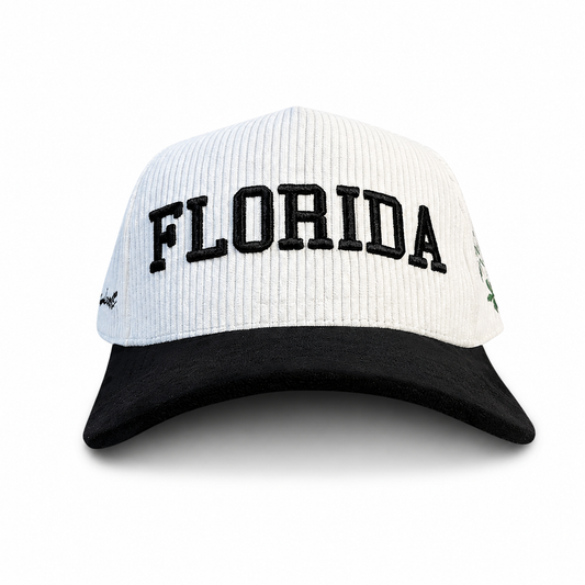 Florida Corduroy & Suede Snapback (Black/White)
