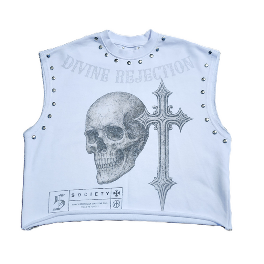 Divine Rejection Sleeveless Oversized Cropped T-Shirt
