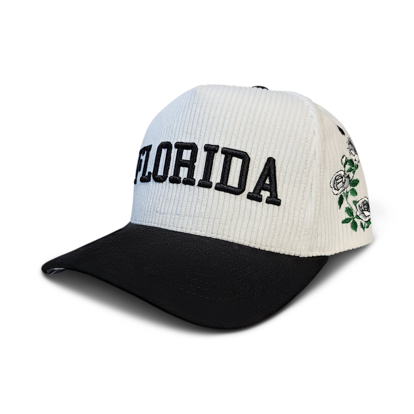 Florida Corduroy & Suede Snapback (Black/White)