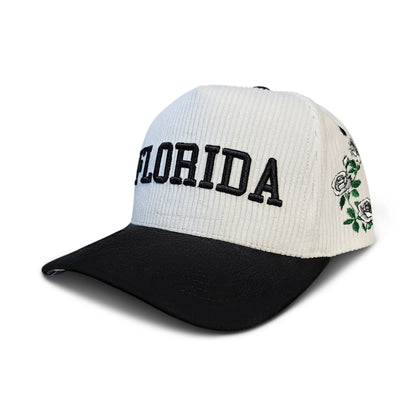 Florida Corduroy & Suede Snapback (Black/White)