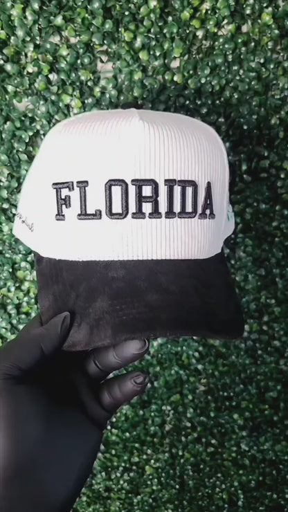 Florida Corduroy & Suede Snapback (Black/White)