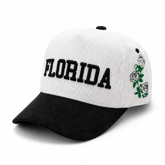 Florida Corduroy & Suede Snapback (Black/White)
